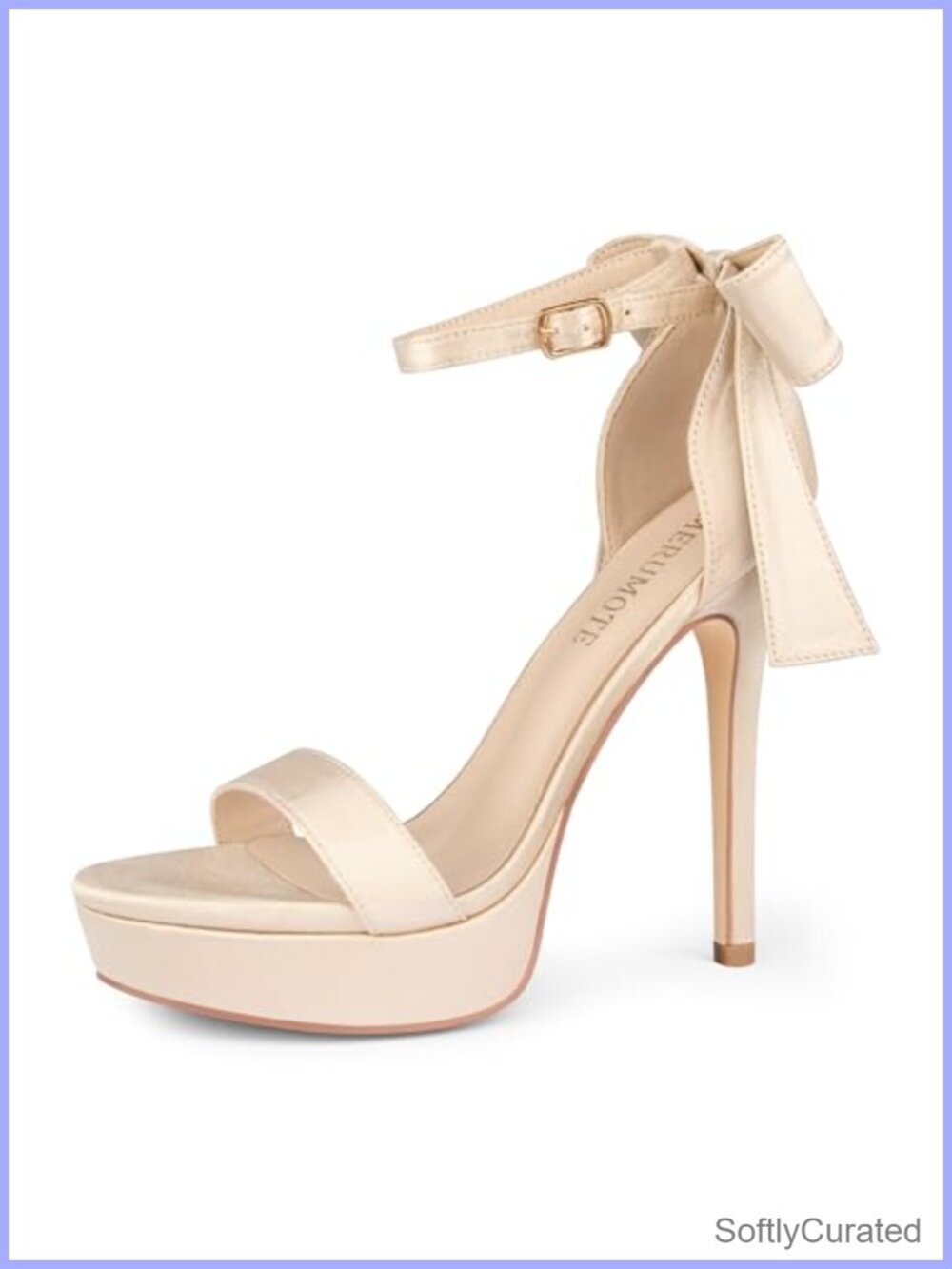Platform Stiletto Heeled Sandals Faux Leather Ankle Strap Bow Party Formal